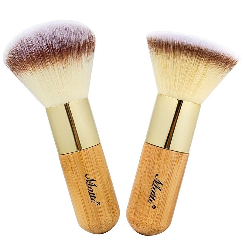 Matto Makeup Brush Set 2 Pieces Face Blush Kabuki Powder Foundation Makeup Brushes for Mineral BB Cream - Image 1